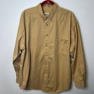 Eddie Bauer Mens Long Sleeve Button Down Collar Casual Yellow Vintage XL